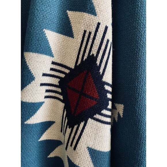 Lucchese Lightweight Alpaca Cape Peruvian Poncho Taos Collegiate Blue OS NWT - Picture 3 of 6